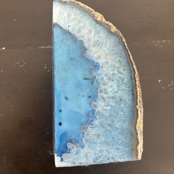 Single Blue Agate Bookend Authentic Rock from Brazil Beautiful! - Picture 1 of 3